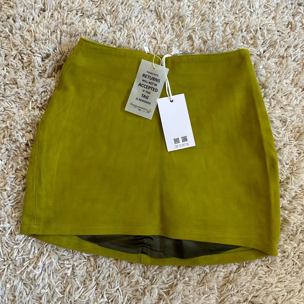 Heavy Manners Suede Green Skylark Mini Skirt